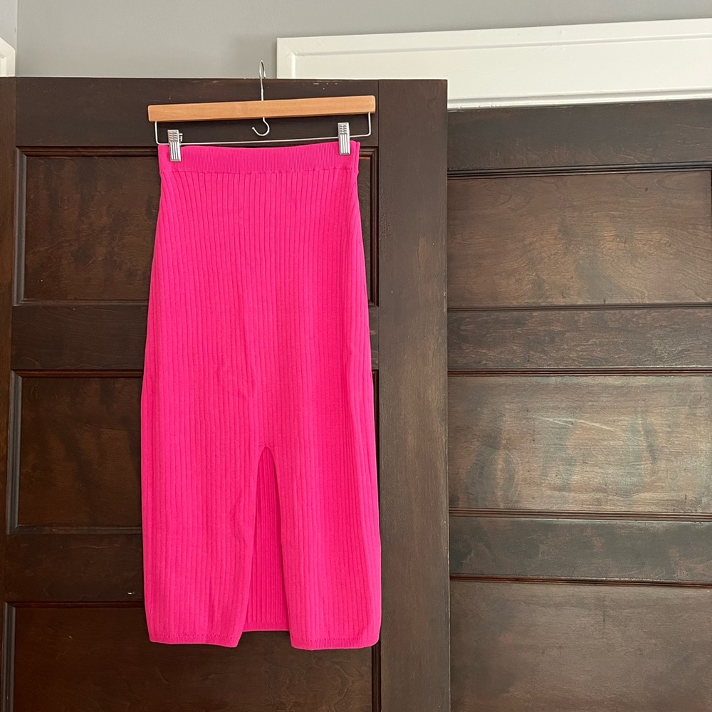 Free people ribbed skirt hot pink